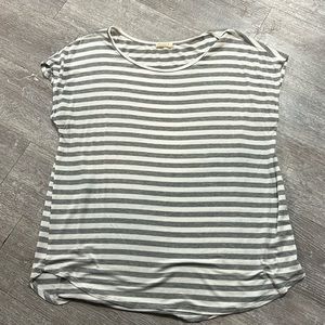 White and grey striped shirt